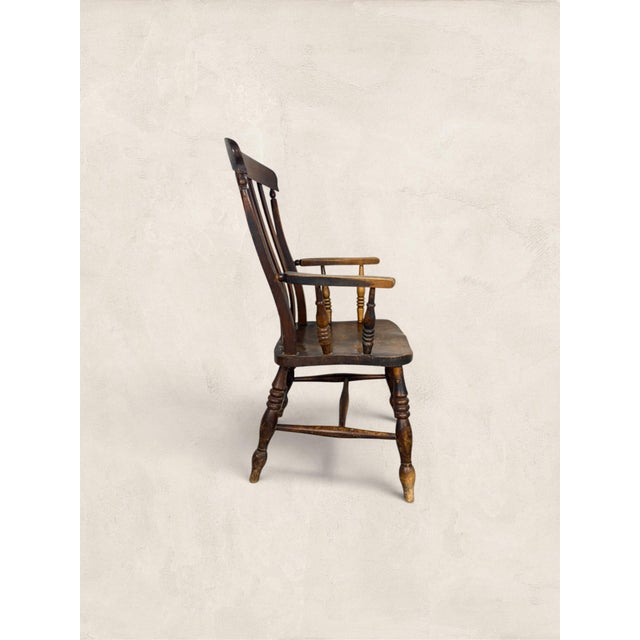 Antique English Elm and Ash Lath-Back Windsor Armchair For Sale In Tampa - Image 6 of 7