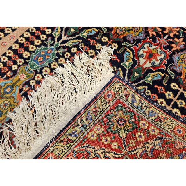 Antique Persian Tabriz Area Rug, Hand-Knotted Wool, All-over Geometric Pattern, Navy & Green, 3x6 For Sale - Image 12 of 13
