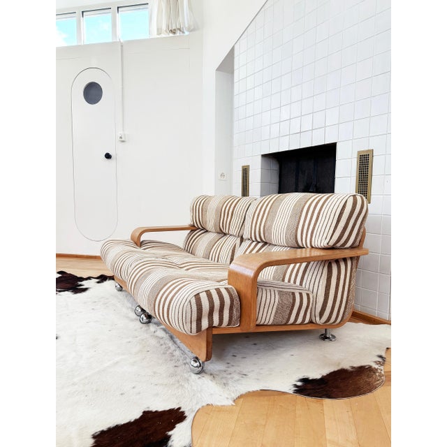 70s Mario Bellini Cassina "Pianura" style Oak Two Seater Sofa Loveseat (2 of 2) For Sale - Image 13 of 18