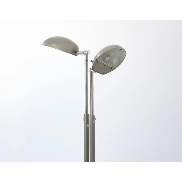 Gray Italian Industrial Doctor's Floor Lamp in Metal and Glass, 1970s For Sale - Image 8 of 9