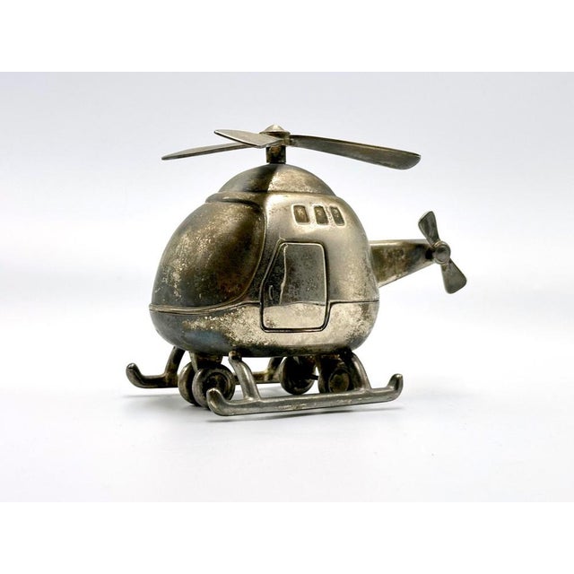 Mid-Century Modern Vintage Silver-Plated Helicopter Piggy Bank, 1960s For Sale - Image 3 of 9