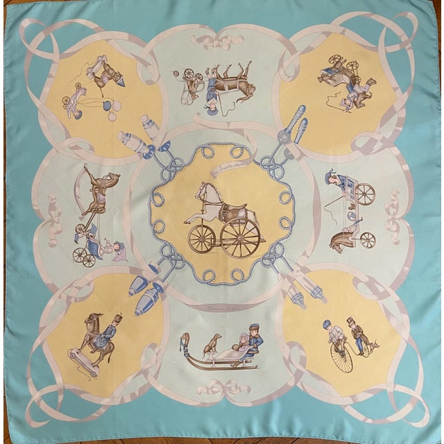 HERMES MOBILE TOYS 1984 By Nina silk scarf For Sale