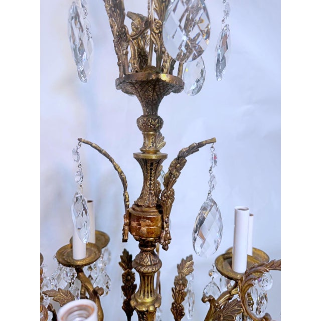 Traditional 1920s Vintage Spanish Chandelier With Crystal Prisms For Sale - Image 3 of 15