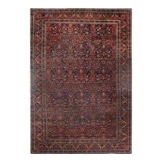 Late 20th Century Navy Blue Persian Antique Kashan For Sale