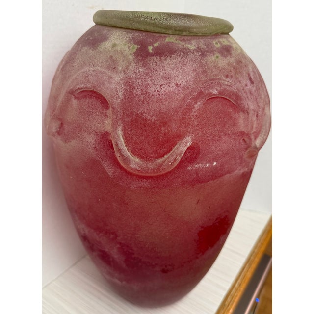 Murano Italy Livio Seguso for Bizazza “Scavo” aesthetic 80-90s era Glass Vase - Brilliant Translucent Ruby Red and hints...