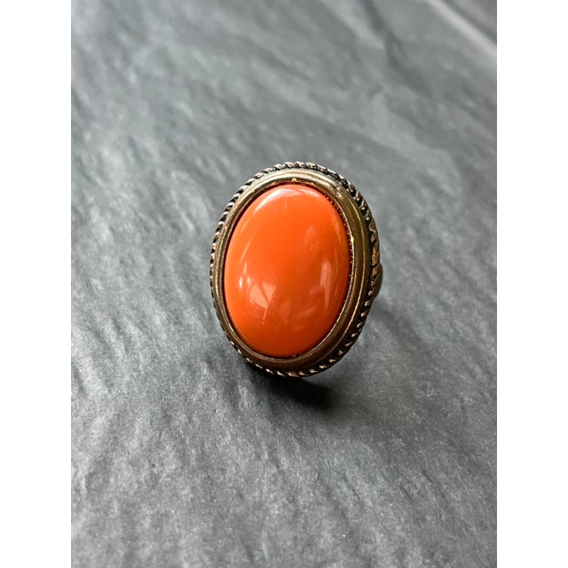 Vintage 1970 Coral Cocktail Ring, Size 7.25 For Sale - Image 4 of 4