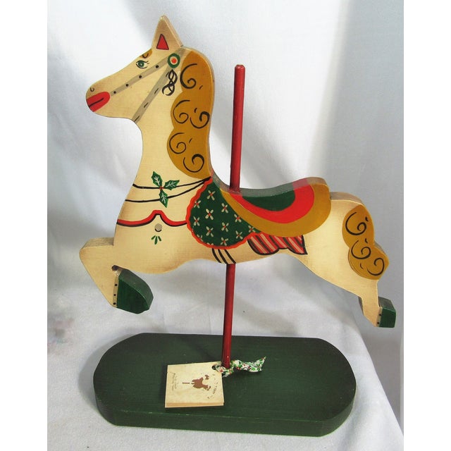 Vintage Handmade Wooden Carousel Horse Figure Christmas 1983 | Chairish