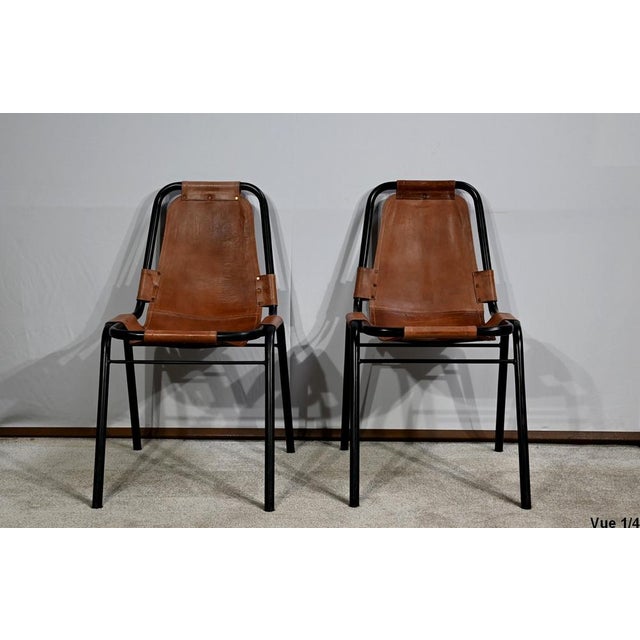 1960s Set of Metal and Leather Chairs, 1960 For Sale - Image 5 of 18