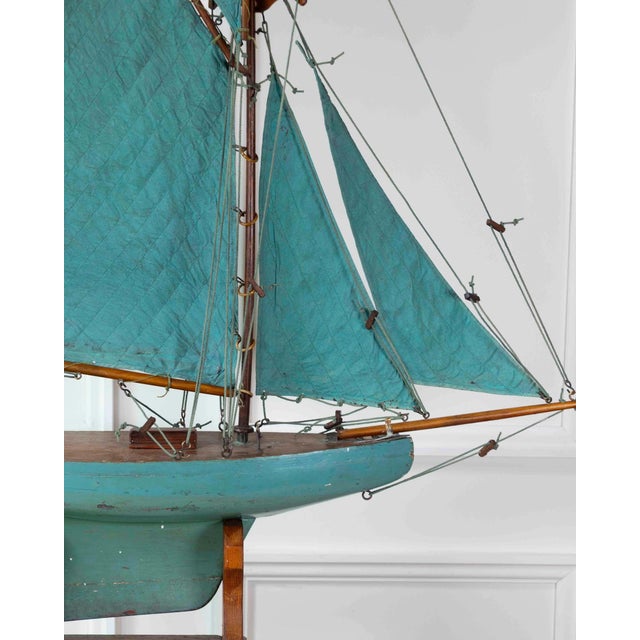 Teal English 20th Century 'Kangaroo' Carved Wood Gaff Cutter Pond Yacht For Sale - Image 8 of 13