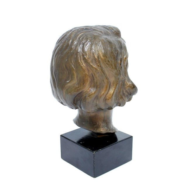 J.G., Bust of Girl, 1940s, Bronze and Wood For Sale - Image 9 of 15
