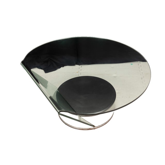Postmodern 1980s Postmodern Bent Glass and Aluminum Swivel Coffee Table For Sale - Image 3 of 10