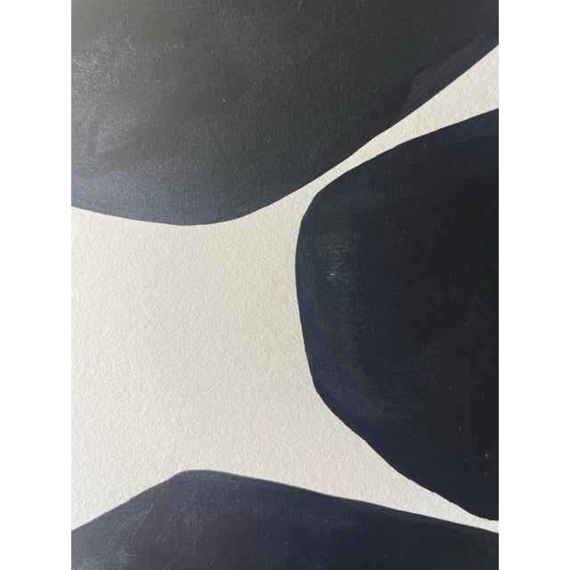 Original minimalist abstract painting on French hand crafted cotton paper. Framed in a solid Walnut wood locally crafted...