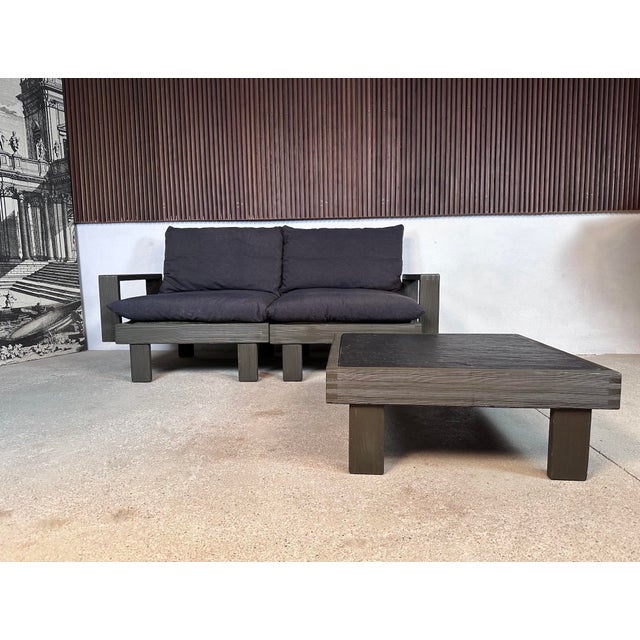 1960s Brutalist Modular Sofa in Wood with Slate Top Side Table, Germany, 1960s, Set of 3 For Sale - Image 5 of 18