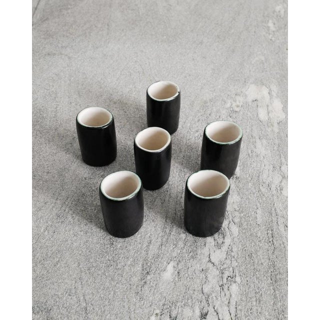 Mid-Century French Ceramic Espresso Cups by Denise Gatard, 1960s, Set of 8 For Sale - Image 3 of 6