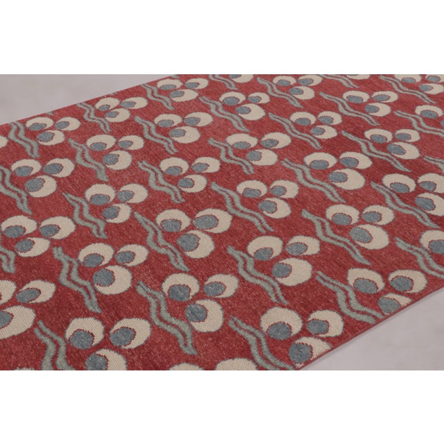 Modern Rug & Kilim's Distressed Rug, Brick Red With Chintamani Patterns For Sale - Image 3 of 10