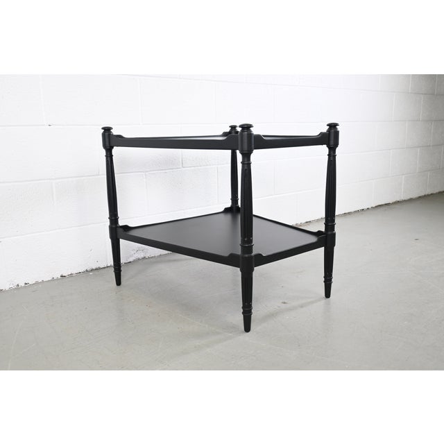 1960s Heritage Furniture French Regency Black Lacquered Wedge Table For Sale - Image 5 of 13