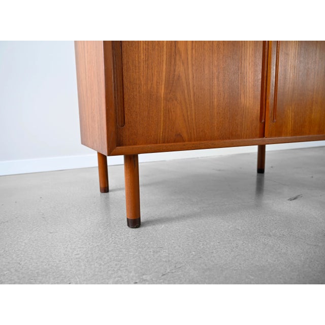 Vintage Sliding Door Cabinet in Teak by Hans Wagner for Ry Möbler For Sale - Image 10 of 16