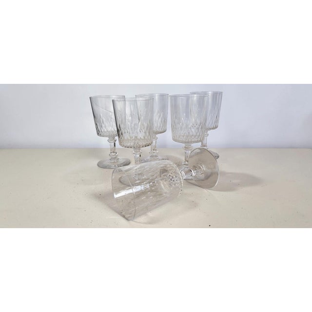 Baccarat Water Glasses with Richelieu Champigny Pattern from Baccarat, 1920s, Set of 6 For Sale - Image 4 of 10