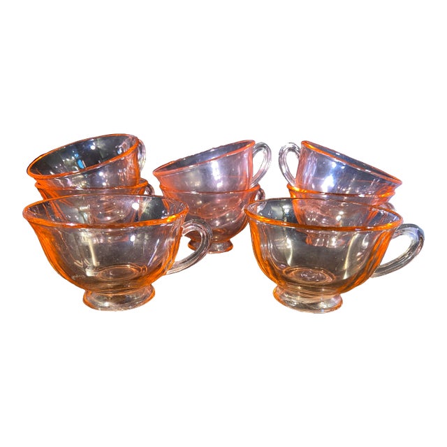Pink Depression Dogwood Cups - Set of 8 For Sale