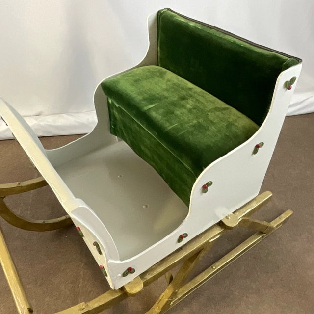 1940s Americana Hollywood Regency Christmas Shetland Pony Sleigh, Life Size Artisan Christmas Holiday Accent For Sale - Image 10 of 12
