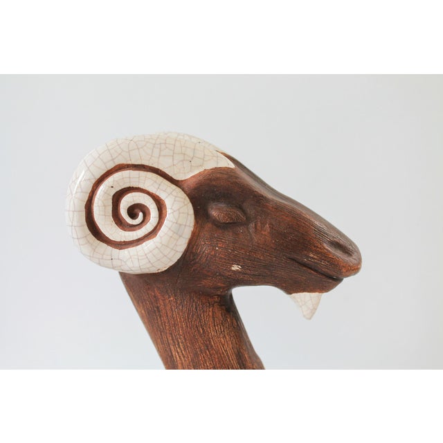 Mid-Century Ceramic Pottery Ram Figure For Sale - Image 9 of 12