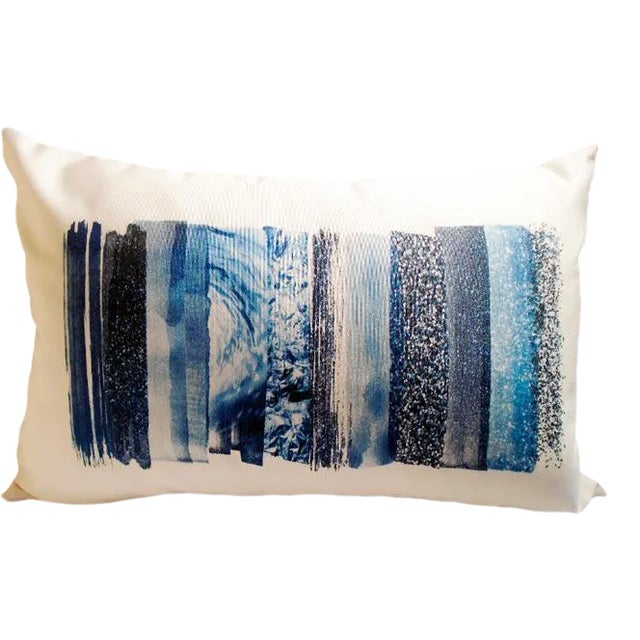 Blue Colorway Lumbar Linen Pillow For Sale