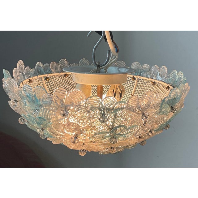 Blue Vintage Glass Ceiling Light by Seguso, 1960 For Sale - Image 8 of 15