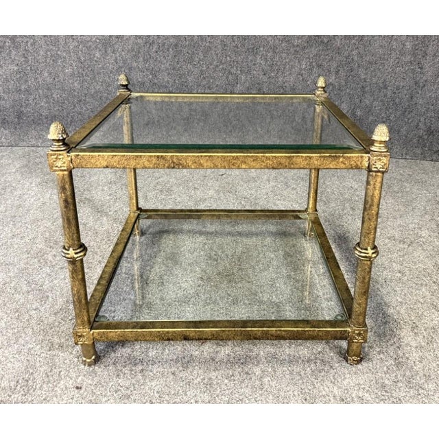 Late 20th Century Petite Metal and Glass Side Table With Paw Feet For Sale - Image 4 of 8