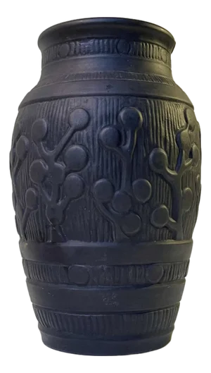 Art Nouveau Black Terracotta Vase in the style of Thorvald Bindesbøll for L. Hjorth, 1890s