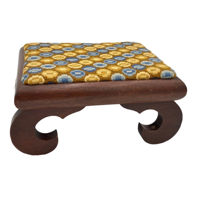 19th Century American Empire Mahogany Upholstered Footstool For Sale