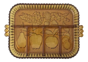 Vintage Divided Amber Indiana Glass Fruit Platter