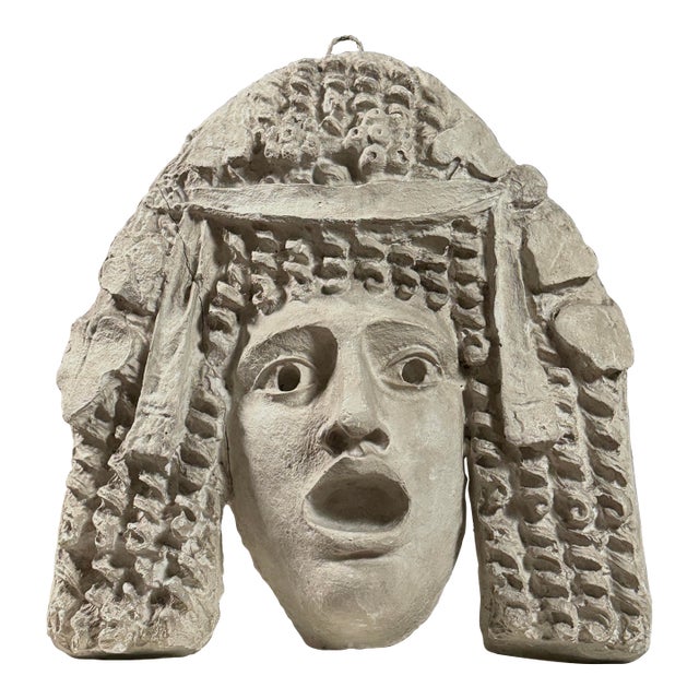 Antique Plaster Roman Style Mask of Tragedy Bas-Relief Mask For Sale
