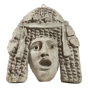 Antique Plaster Roman Style Mask of Tragedy Bas-Relief Mask