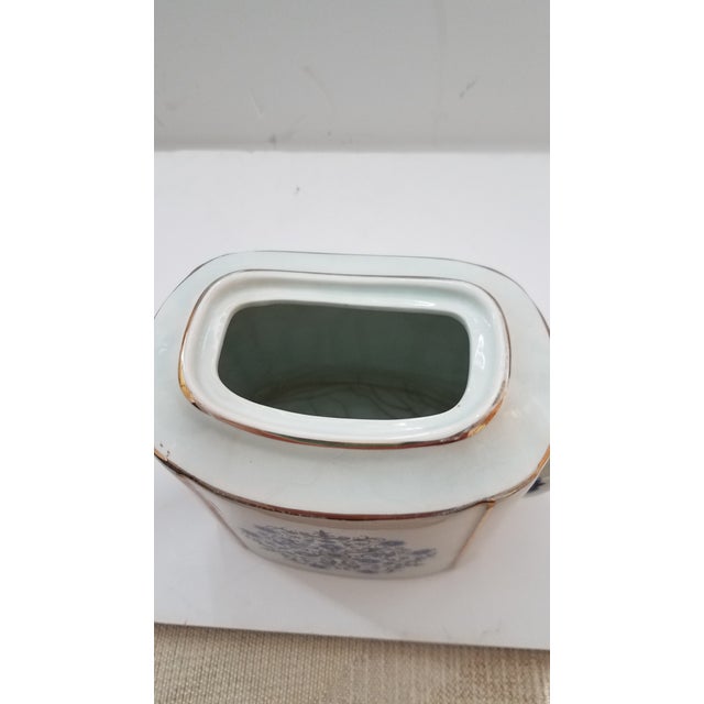 Vintage Arthur Wood Blue & White Hand Painted Porcelain Tea Pot For Sale - Image 4 of 9