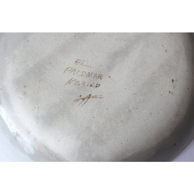 Vintage El Palomar Ken Edwards Handmade Pottery Bird Dish Plate Leaf Shape Bohemian Ceramic Mexican Platter Bowl For Sale - Image 4 of 11