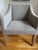 Light Gray Practically New Set of 4 Pottery Barn Slope Arm Dining Chairs Gray W/ Seadrift Legs For Sale - Image 8 of 8