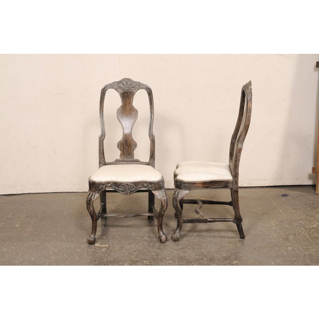 18th C. Pair Swedish Rococo Sidechairs For Sale - Image 12 of 13
