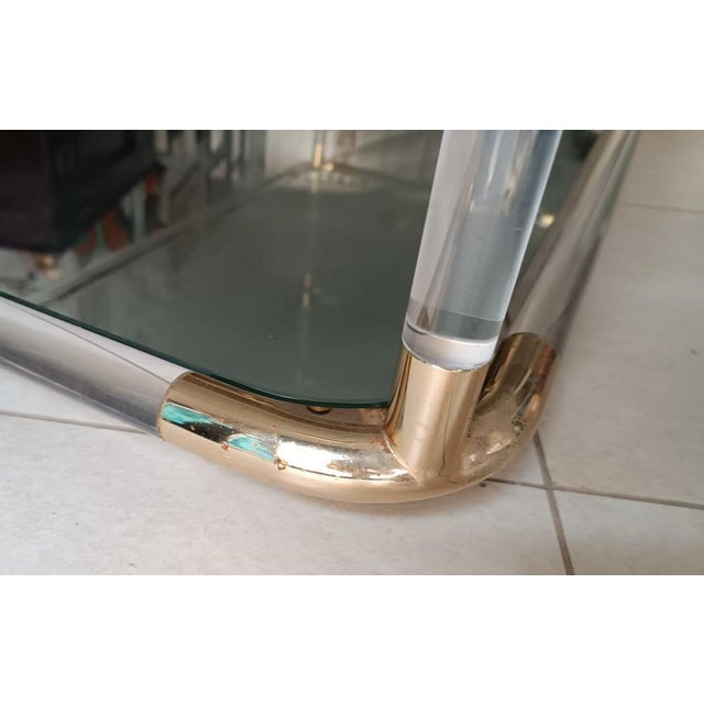 Side Table in Acrylic Glass & Brass For Sale - Image 9 of 10