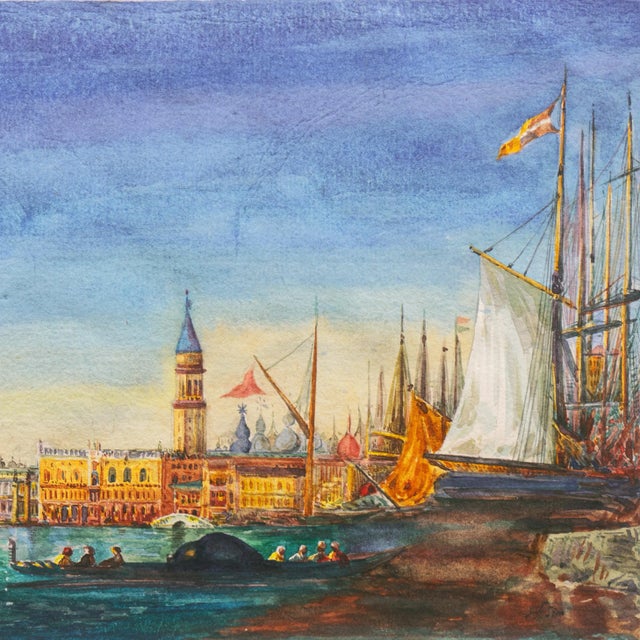 Paper 'Venice, Bacino DI San Marco, Circa 1900' Attributed to Felix Ziem, Venetian Vedute, St. Mark's Place, Santa Maria For Sale - Image 7 of 13