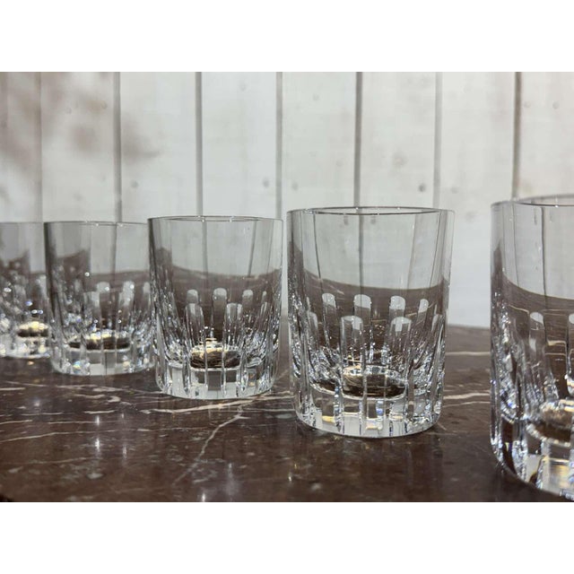 Set of 6 Baccarat crystal whisky tumblers, Rotary pattern - H=7.6cm D=6cm