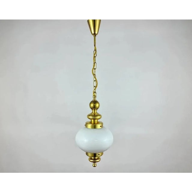 Art Deco Opaline Glass Chandelier For Sale - Image 6 of 6