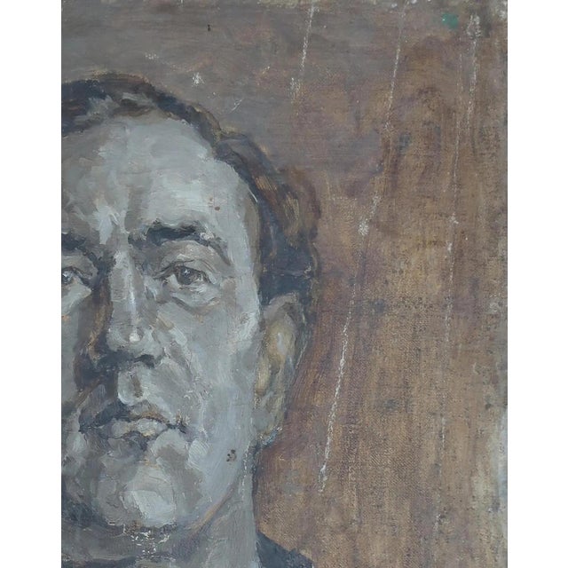 Realism Portrait Man Oil Painting Original Art Ukrainian Artist Sokolovsky G. 1960s For Sale - Image 3 of 6