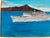 Original 1970s James J. Takara Oil Painting: "Ss Lurline at Diamond Head" in Faux Bamboo Frame - Hollywood Regency Style For Sale - Image 4 of 7