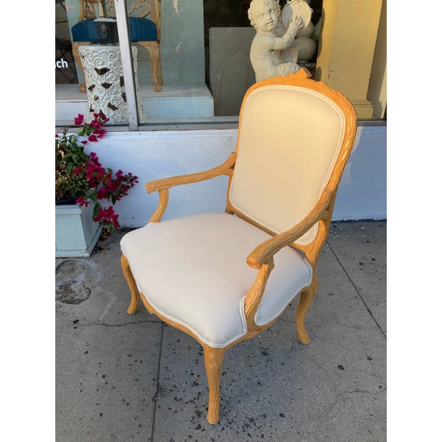Faux Bois French Style Large Fauteuil Chair For Sale In Los Angeles - Image 6 of 11
