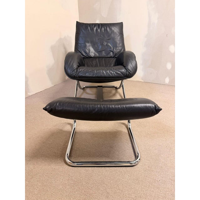 1970s Set of Rocking Chair with Ottoman by Robert Haussmann, 1970s For Sale - Image 5 of 12