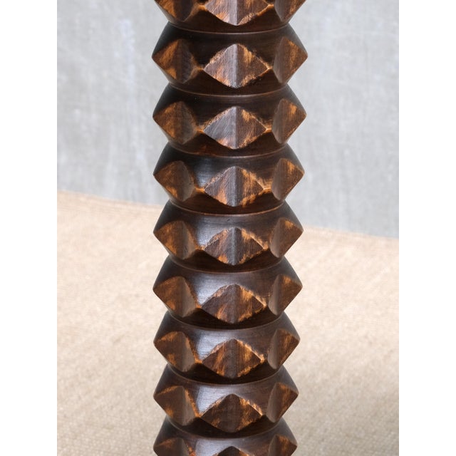 Sculptural Round Side Table in Beech Wood by Charles Dudouyt, France, 1950s For Sale - Image 6 of 12