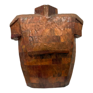 Midcentury, Heavy, Copper Cladded Wood Torso, Monogrammed