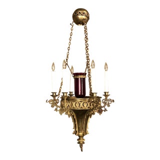19th Century Gothic Bronze Chandelier For Sale