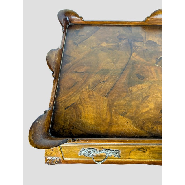 1970s Italian Wood Burl Wood Tea Table One Drawer For Sale - Image 14 of 16