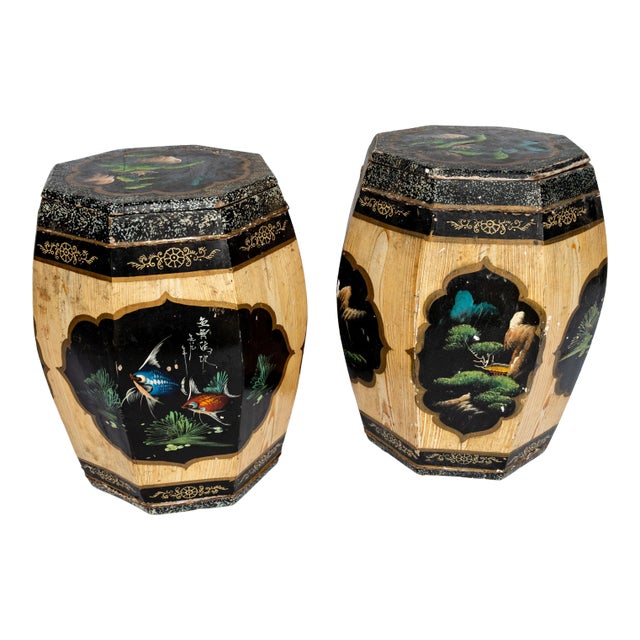 Boxes Octagon Vintage Wood Boxes - Set of 2 For Sale